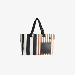 NEW INOUI EDITIONS cabas strap tote bag in bicolor stripe